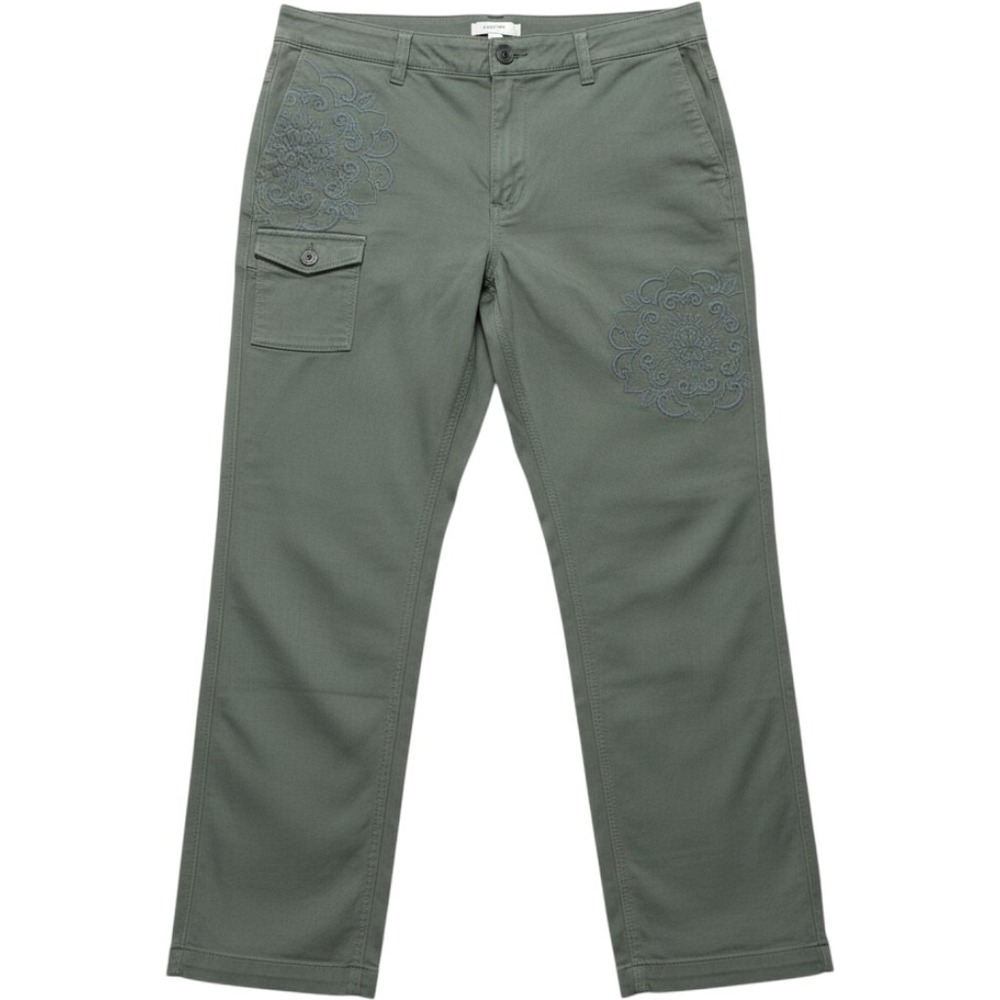 J.Jill Womens 14 Caraway Green Embroidered Cargo Utility Pants Boho Straight